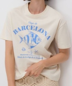 T-shirt z nadrukiem - złamana biel