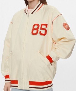 Tommy Hilfiger Kurtka bomber Baseball WW0WW40477 Beżowy Oversize