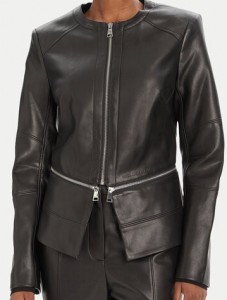 KARL LAGERFELD Kurtka z imitacji skóry A3W14050 Czarny Slim Fit